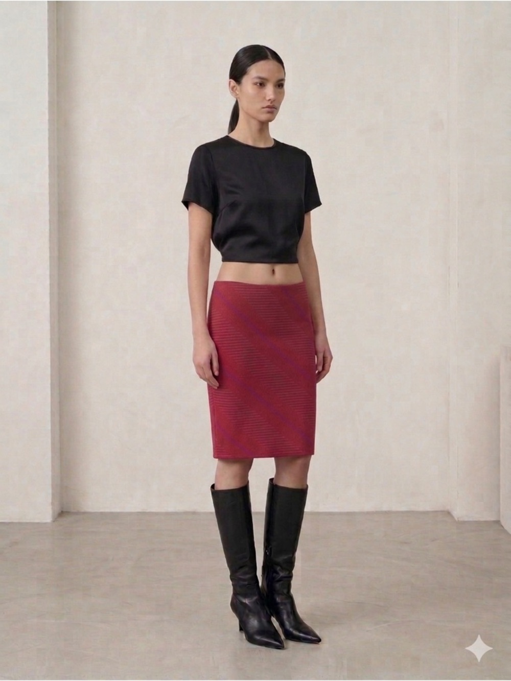 Versus Versace Red Pink Wool Blend Pencil Skirt Size 28 42 Medium Small